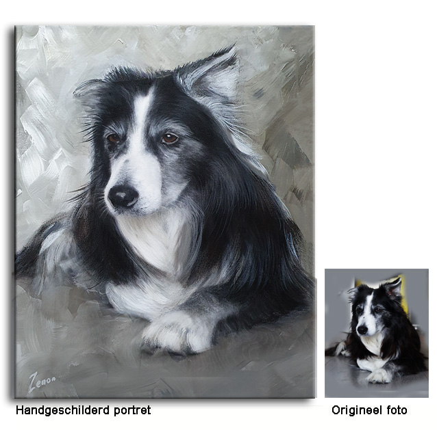Hond dierenschilderij van foto laten bestellen online maken