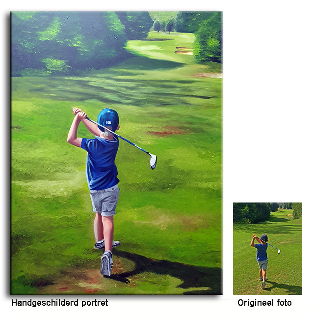 golf speler sport schilderij laten maken van foto